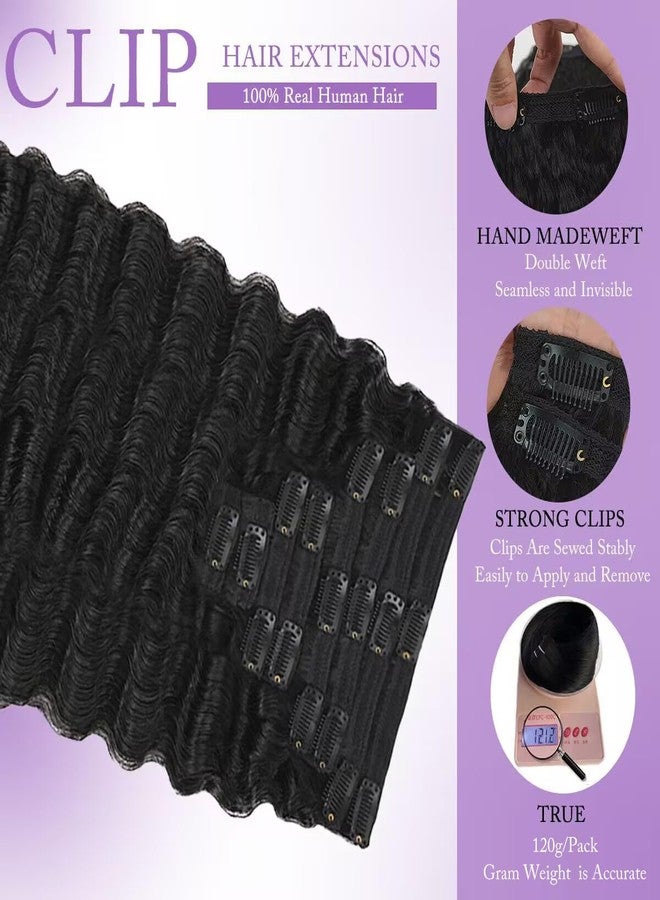 Tahikie Burmese Curly Clip in Hair Extensions Real Human Hair Brazilian Hair Clip ins for Black Women Spirally Curly Classic Clips Ins with 8PCs 18Clips 120g Natural Black (Burmese curly #1B, 16 Inch) - Image 4